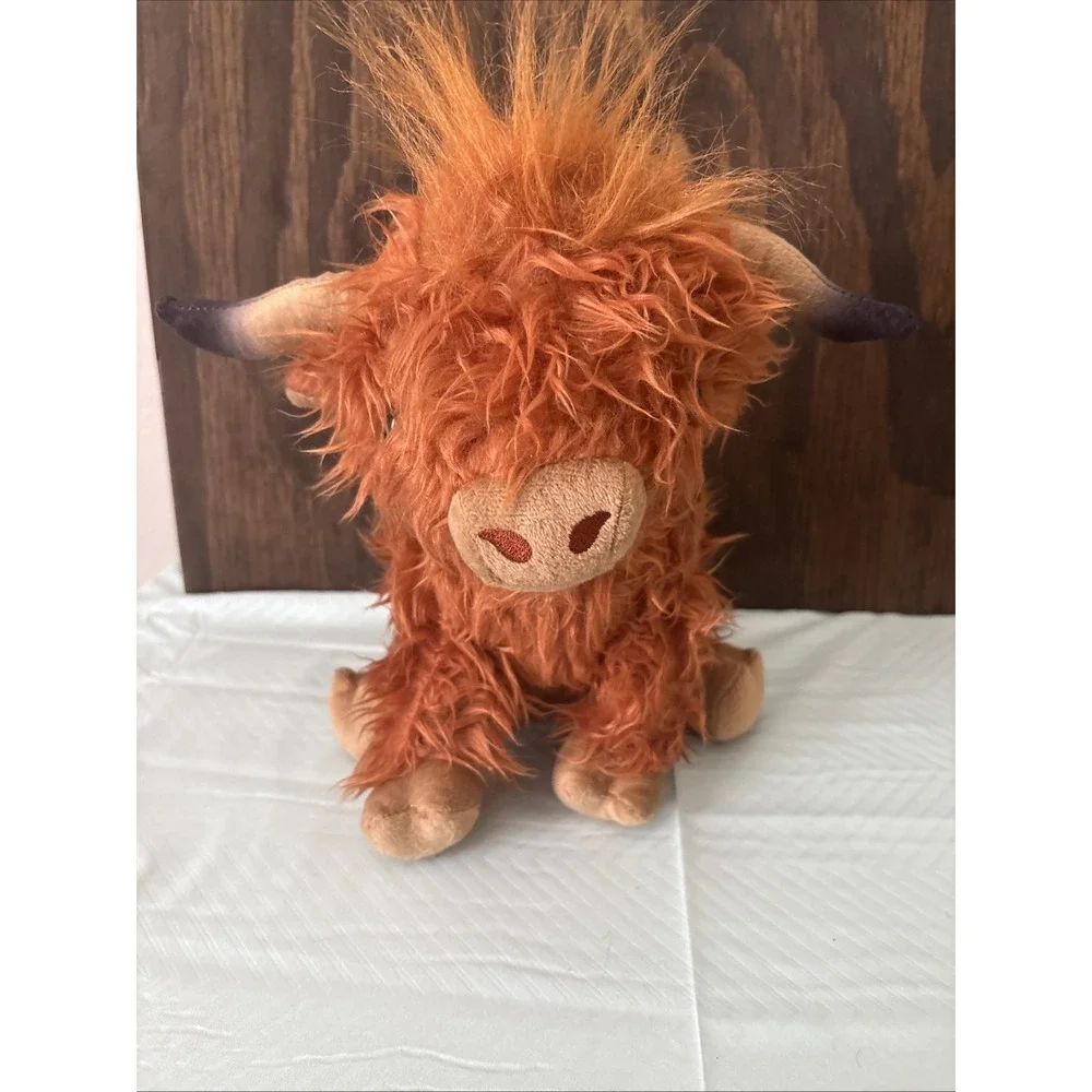 Highland Cow Plush Stuffed Animal Shaggy Long Hair Horns 10 in Toy Kids